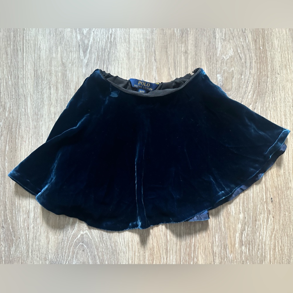 Polo by Ralph Lauren Kids Velvet Skirt - Navy Blue - Picture 1 of 4